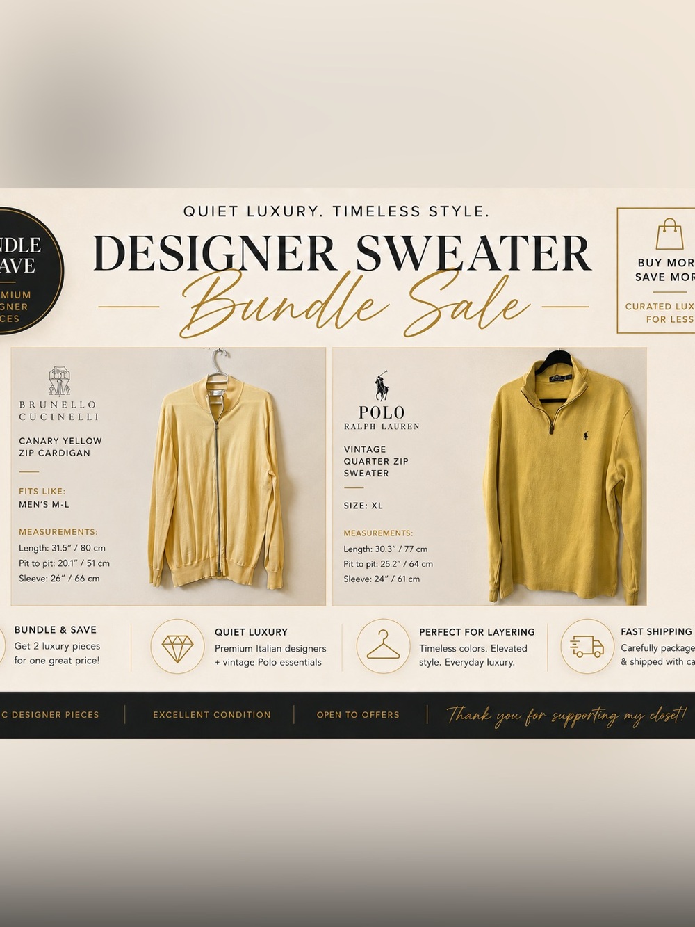 Quiet Luxury Sweater Bundle Brunello Cucinelli Polo Ralph Lauren 🇮🇹